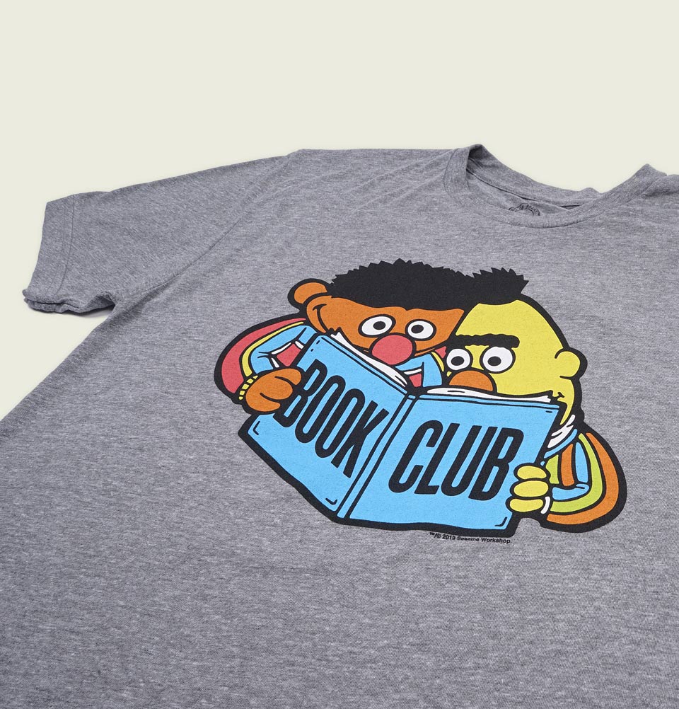 BERT AND ERNIE BOOK CLUB Unisex Heather T-shirt - Out of Print - Tees.ca
