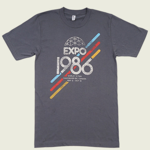 Expo 86 Vancouver graphic t-shirt gray cotton retro world exposition design